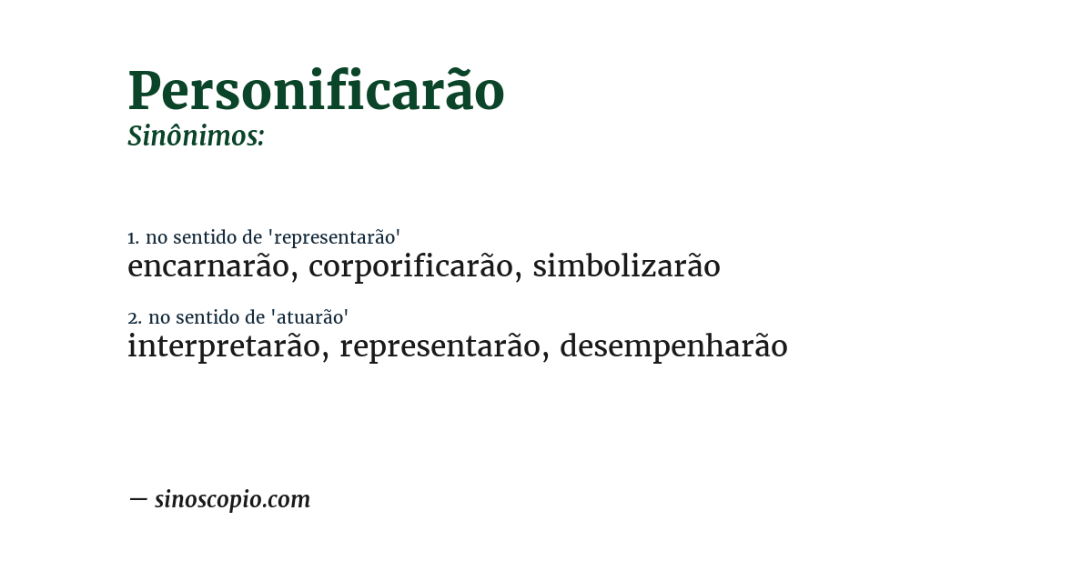 Sinônimo de personificarão