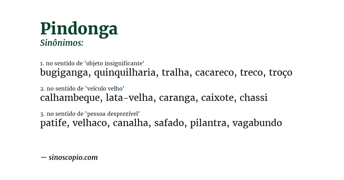 Sinônimo de pindonga