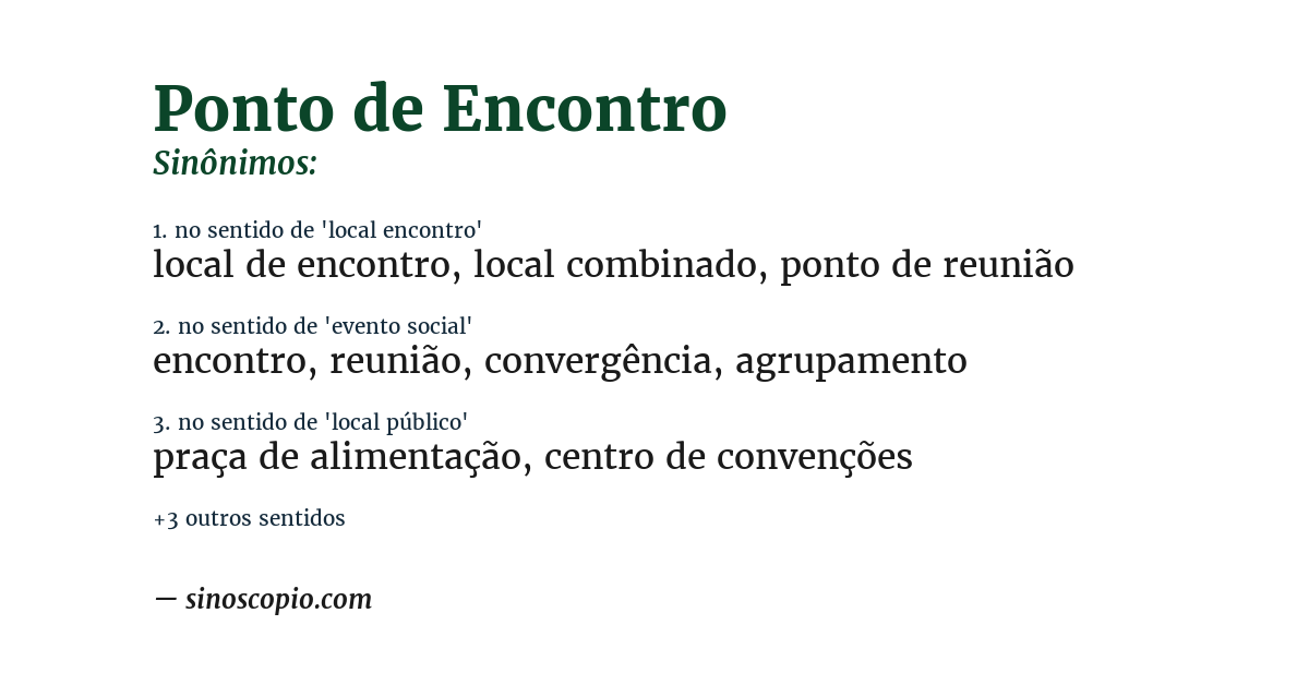 Sinônimo de ponto de encontro