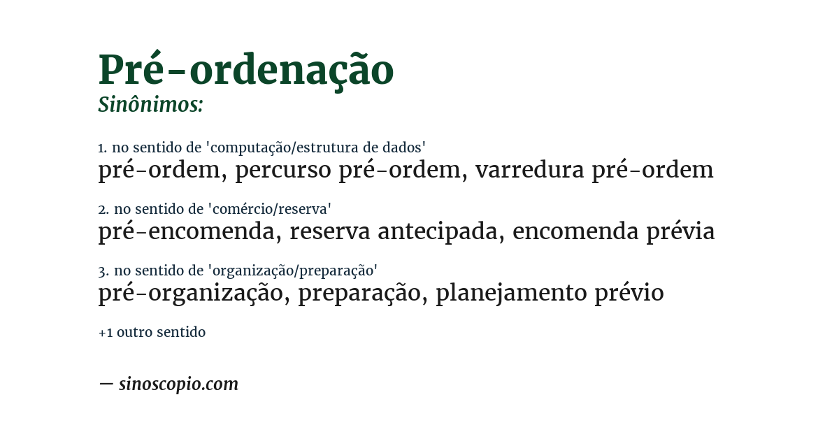 Sinônimo de pré-ordenação