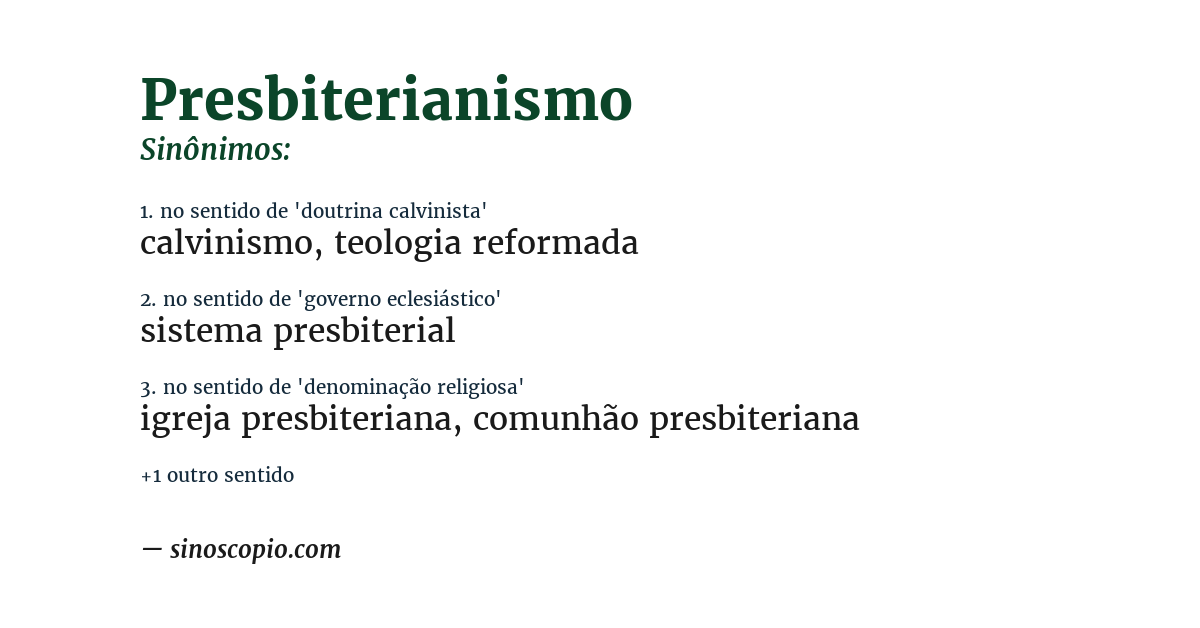 Sinônimo de presbiterianismo