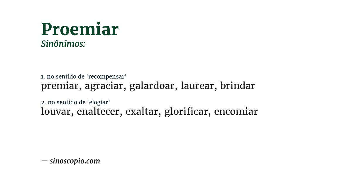 Sinônimo de proemiar