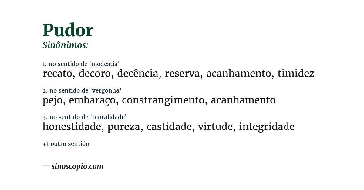 Sinônimo de pudor