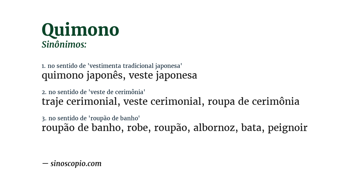 Sinônimo de quimono
