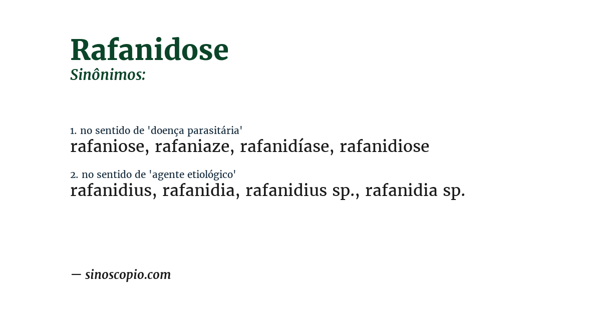 Sinônimo de rafanidose