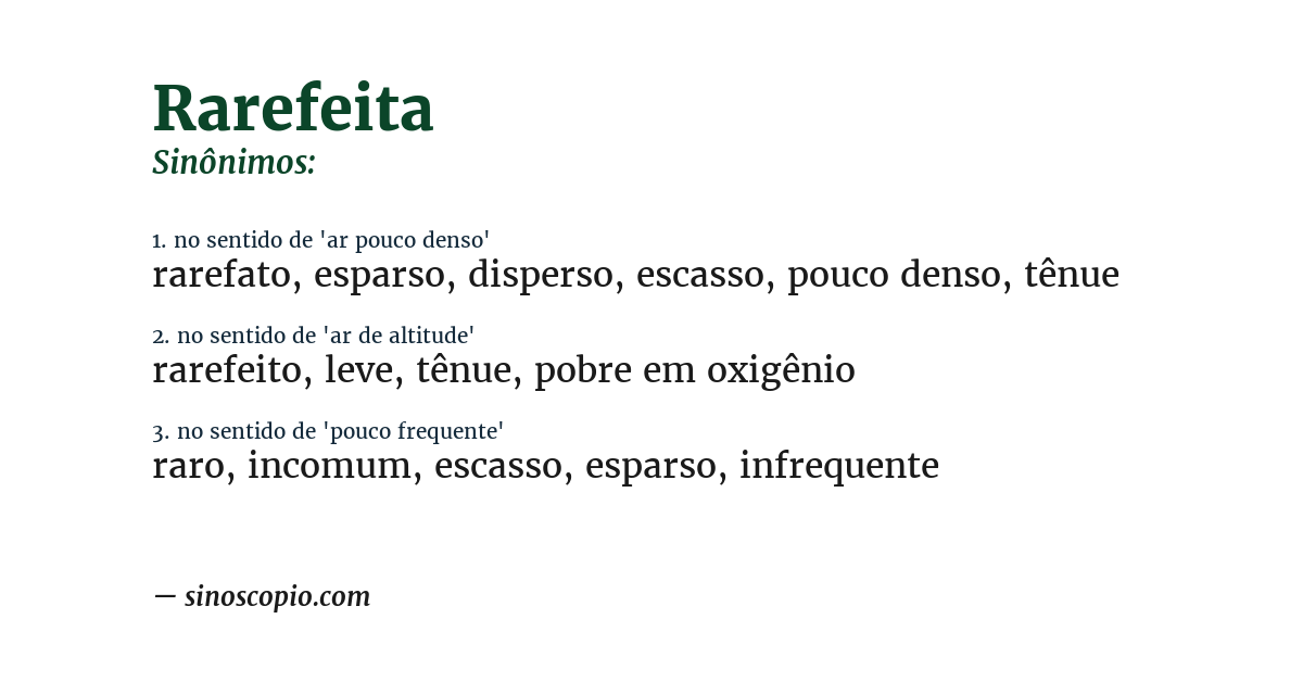Sinônimo de rarefeita
