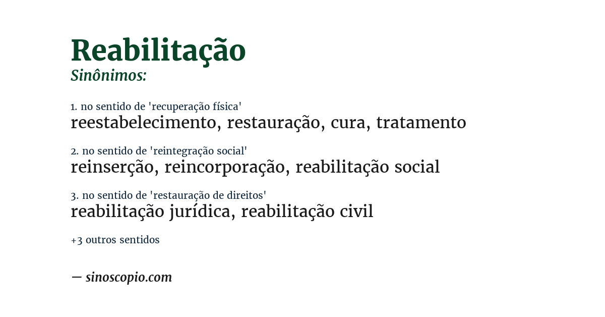 Sinônimo de reabilitação