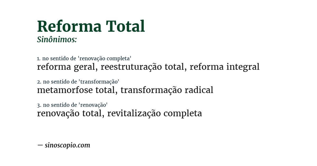 Sinônimo de reforma total