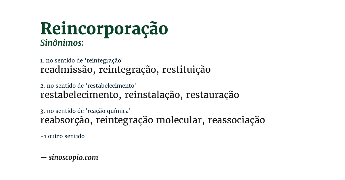 Sinônimo de reincorporação