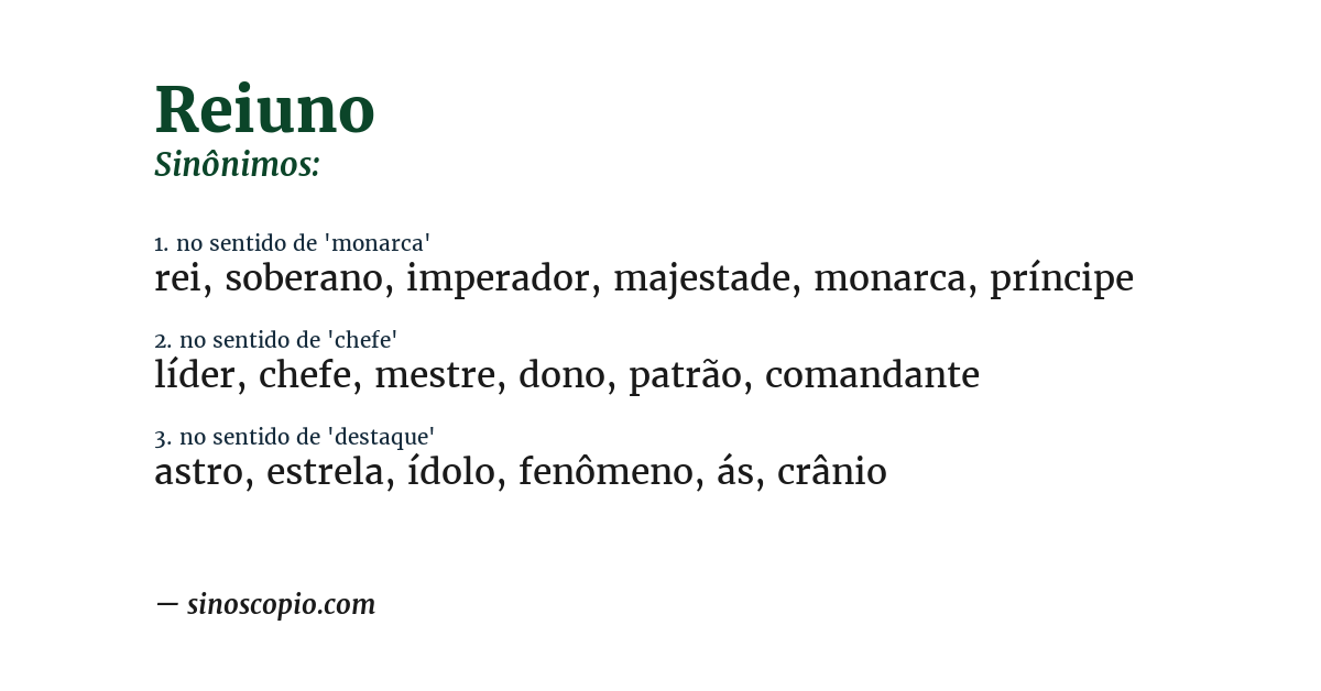 Sinônimo de reiuno