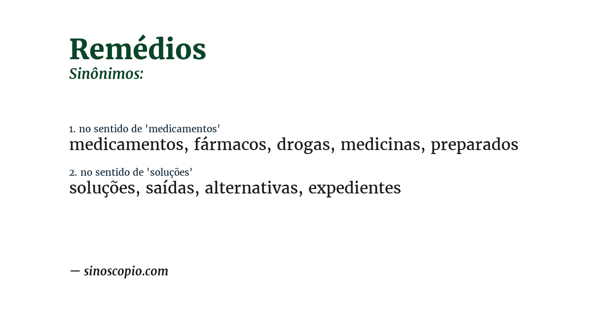 Sinônimo de remédios