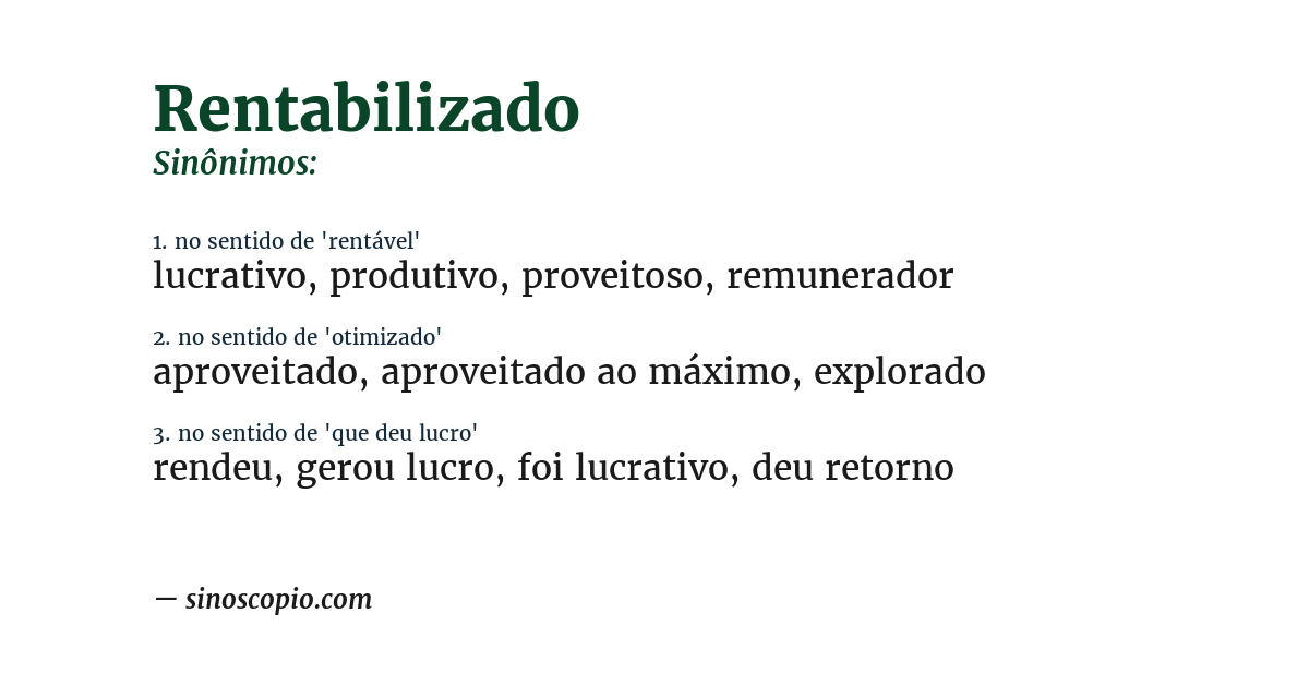 Sinônimo de rentabilizado