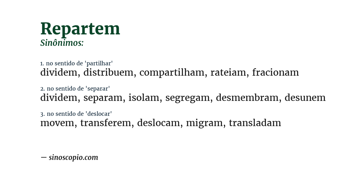 Sinônimo de repartem