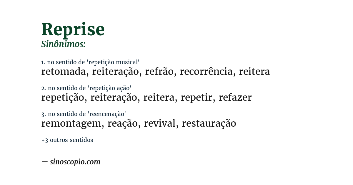 Sinônimo de reprise