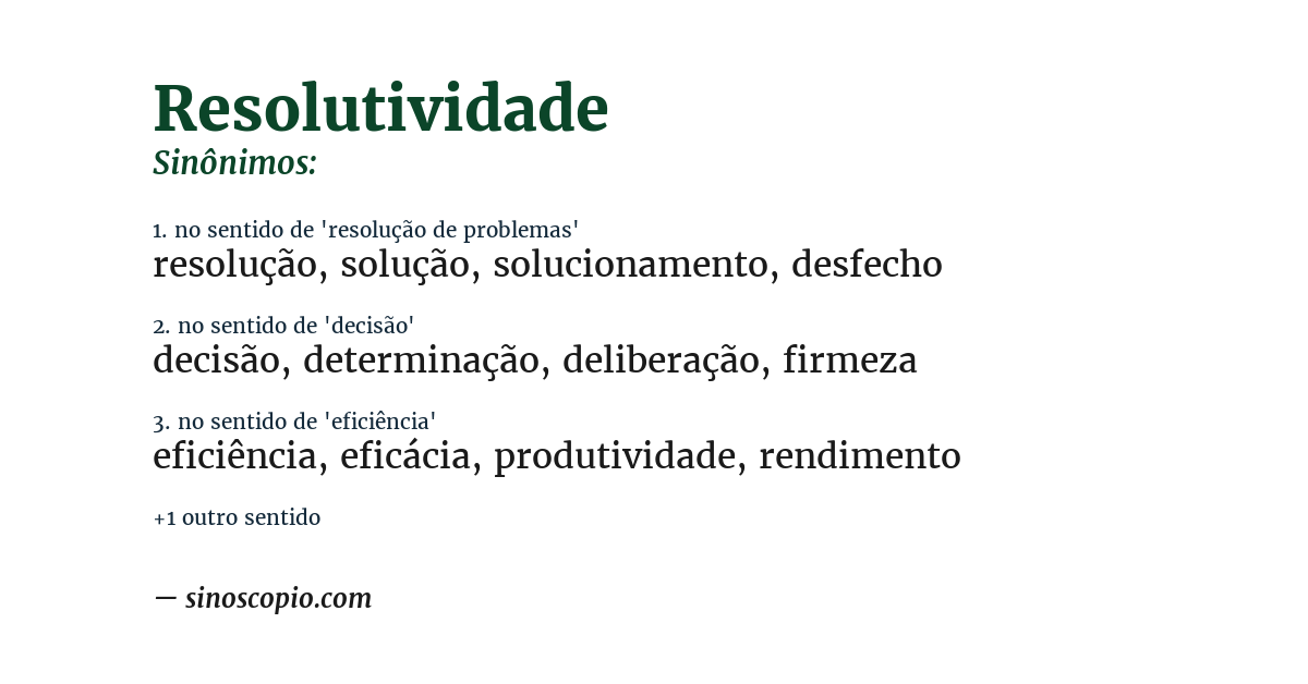 Sinônimo de resolutividade