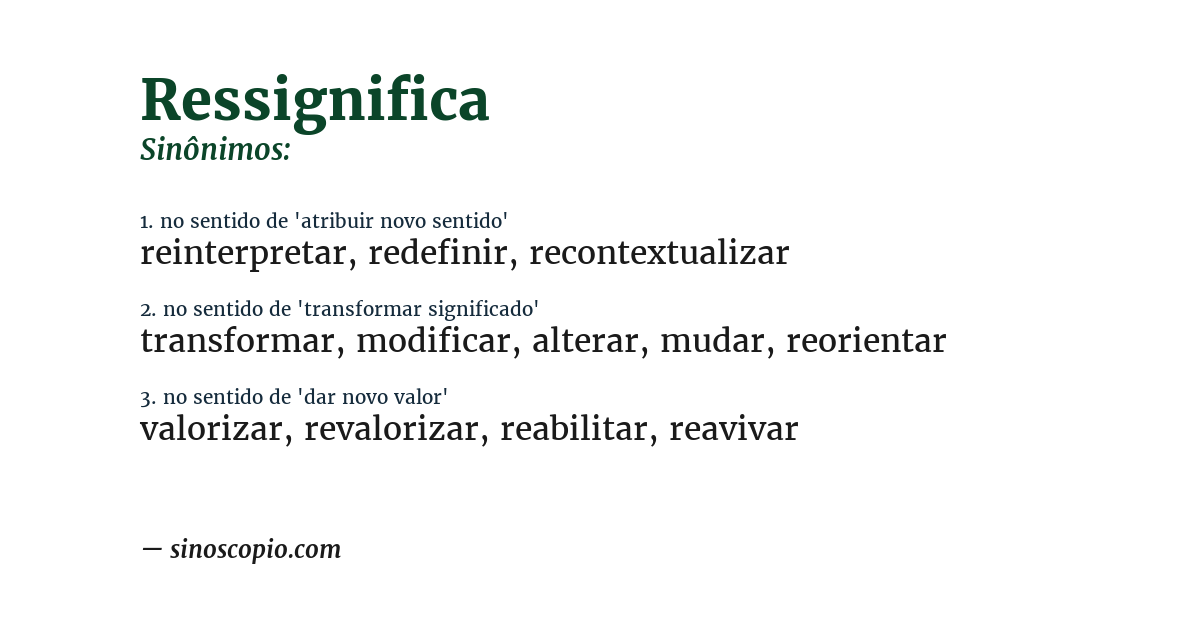 Sinônimo de ressignifica