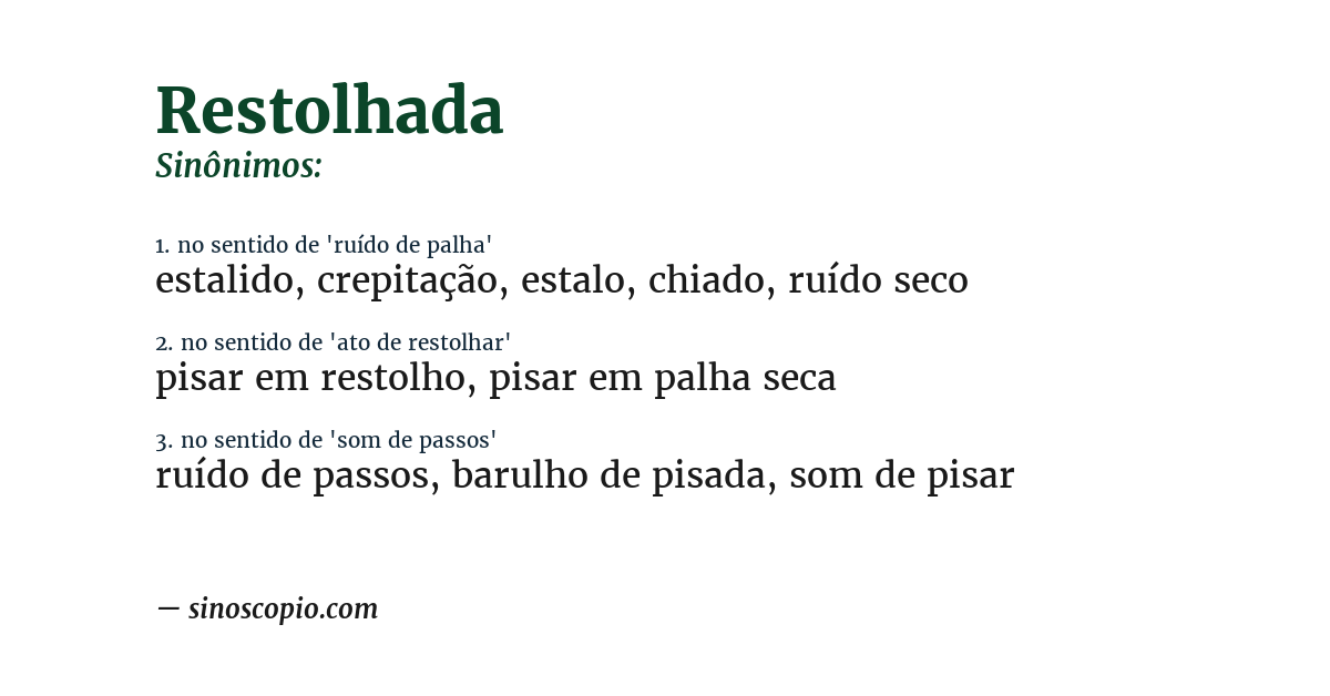 Sinônimo de restolhada