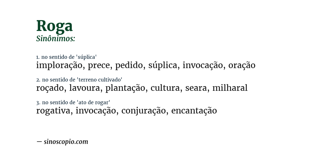 Sinônimo de roga
