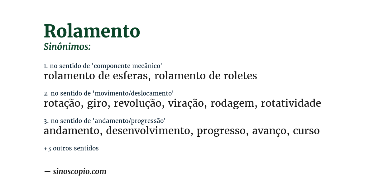 Sinônimo de rolamento