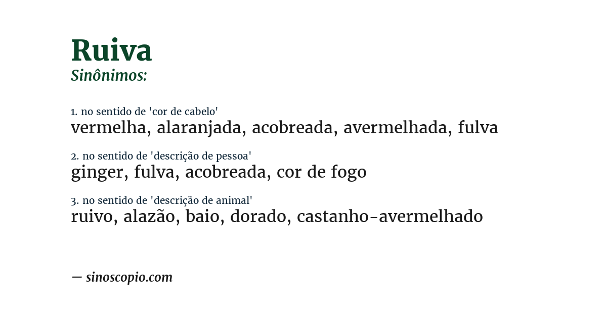 Sinônimo de ruiva