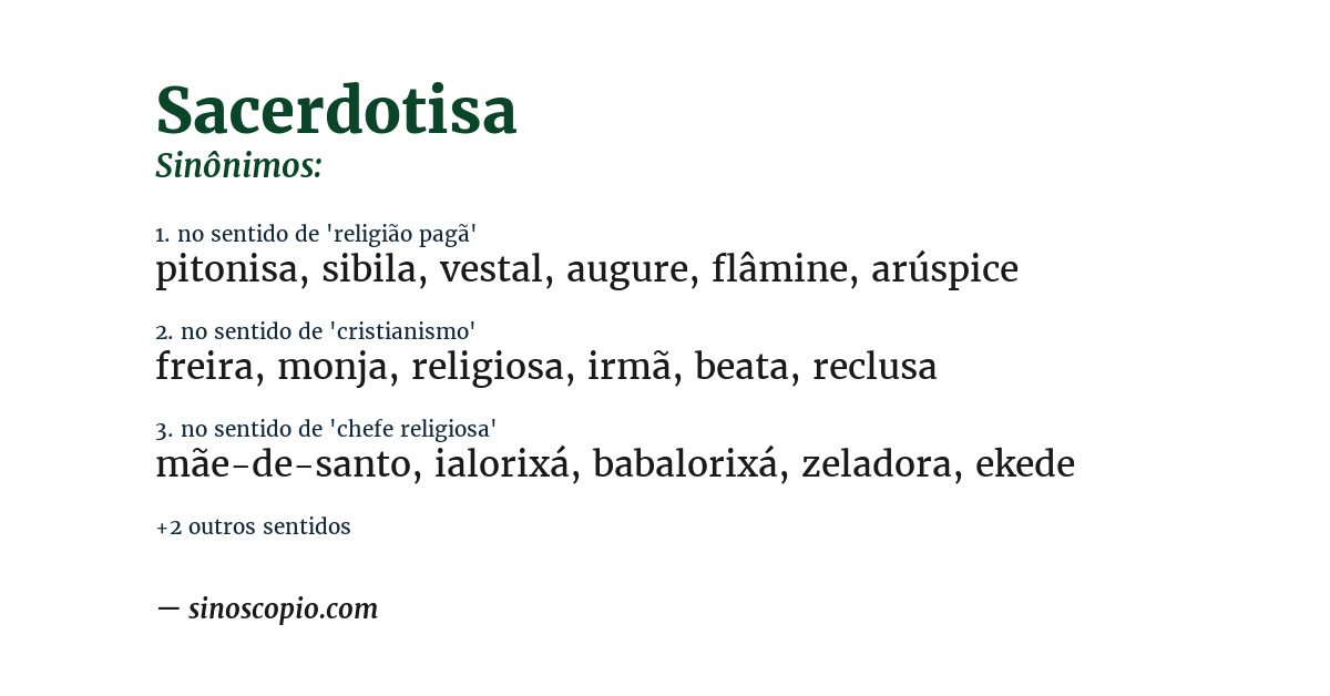 Sinônimo de sacerdotisa