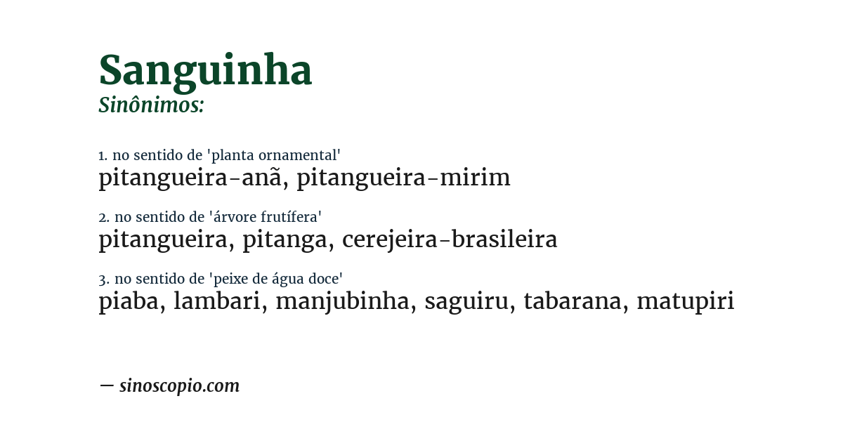 Sinônimo de sanguinha