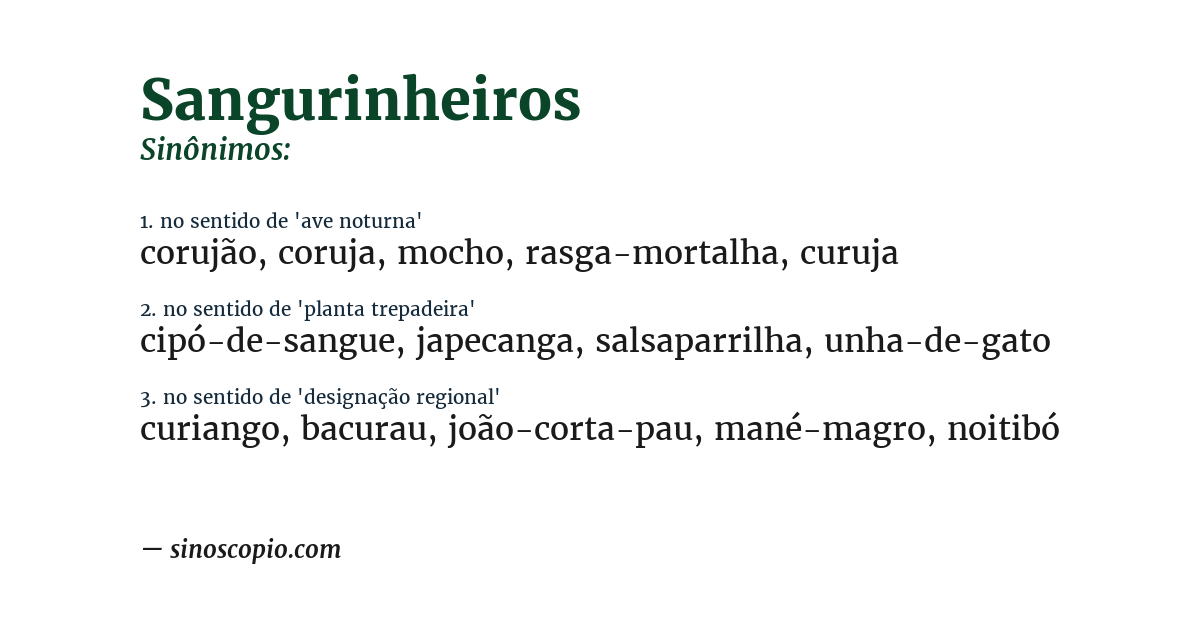 Sinônimo de sangurinheiros