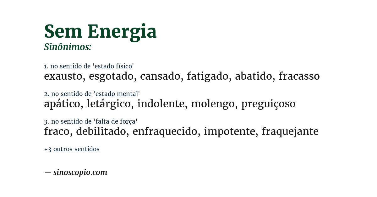 Sinônimo de sem energia