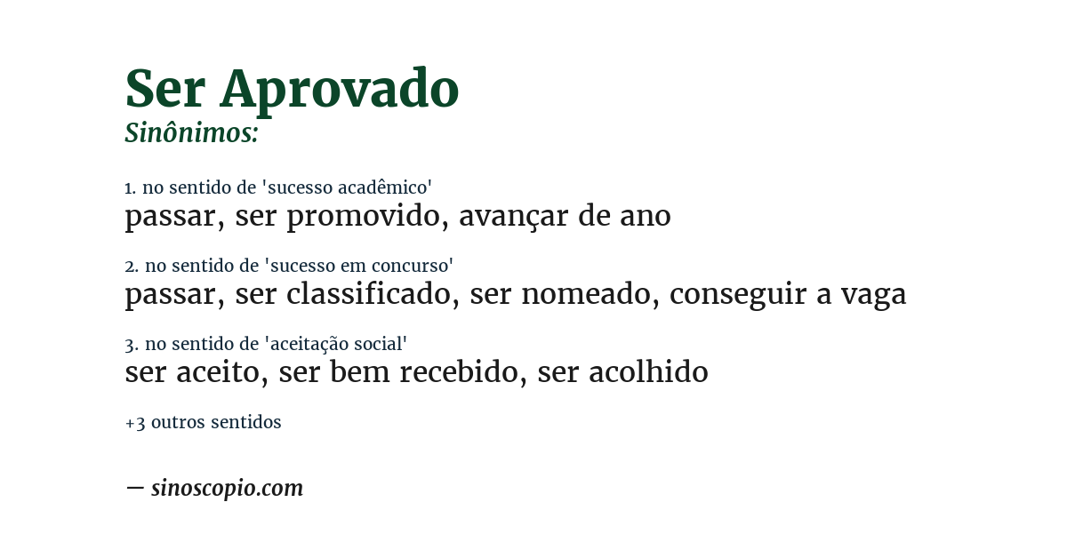 Sinônimo de ser aprovado