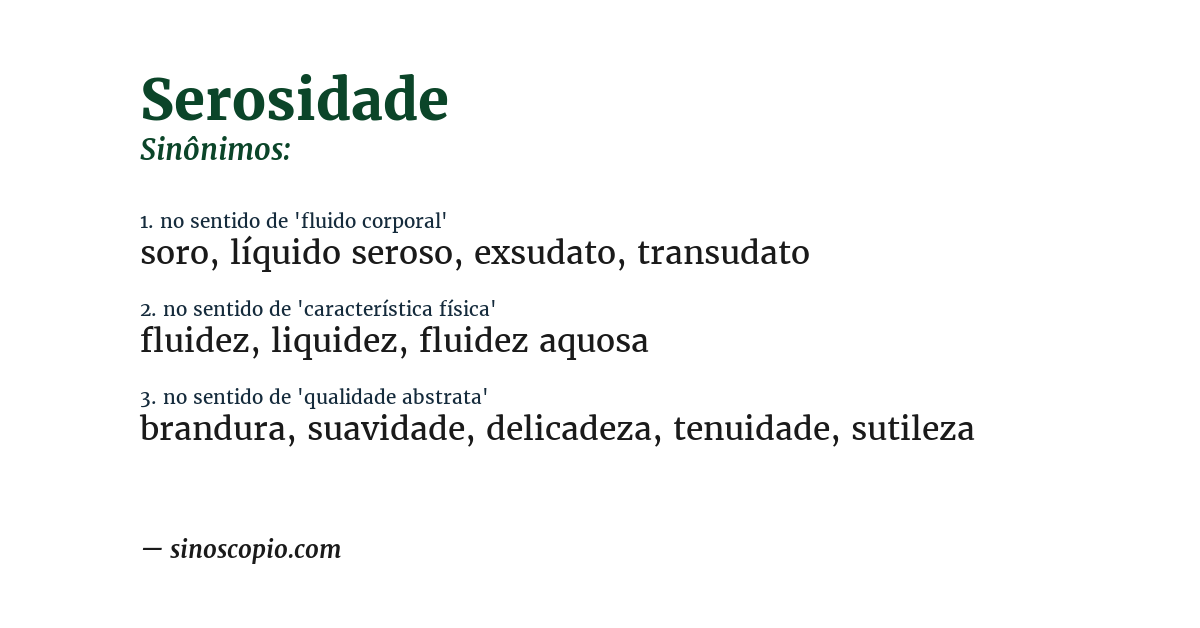 Sinônimo de serosidade