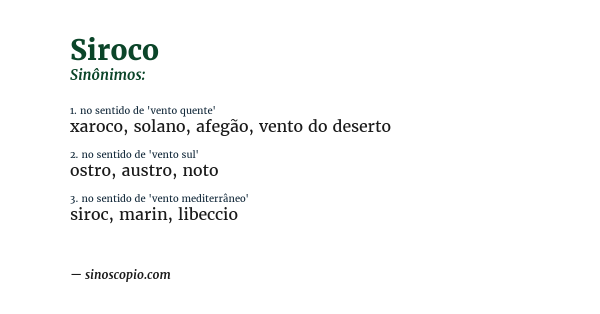 Sinônimo de siroco