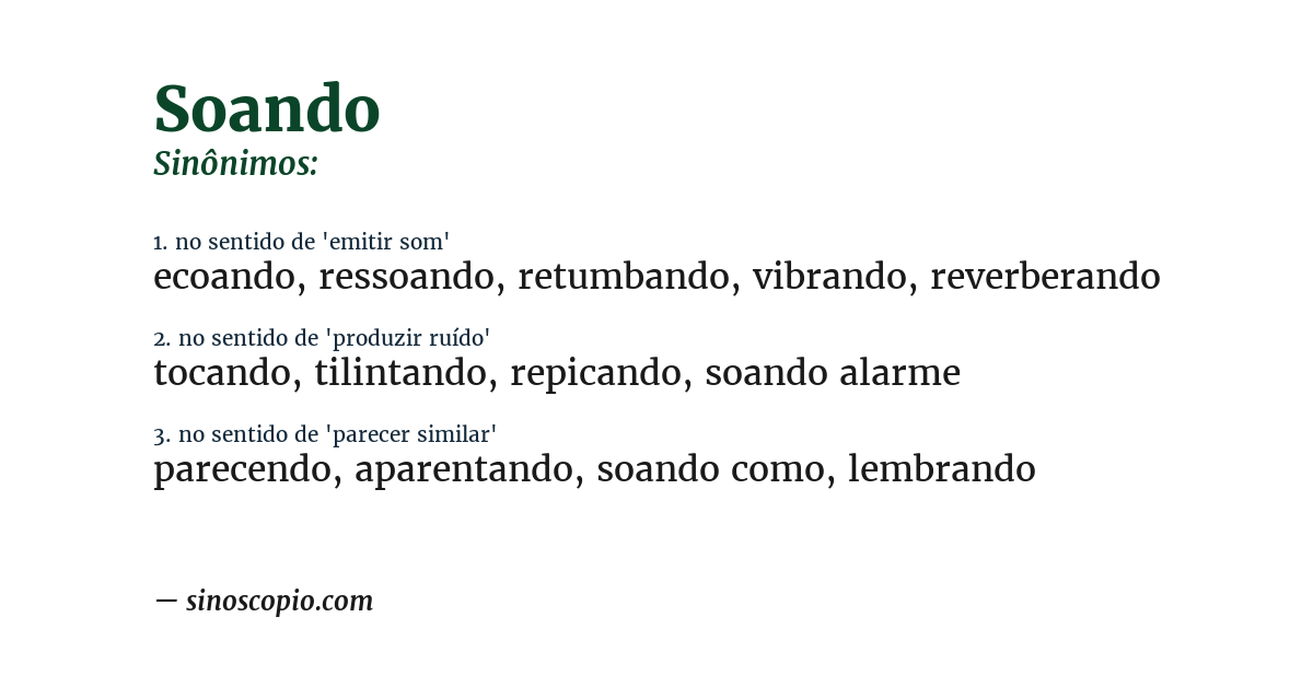 Sinônimo de soando