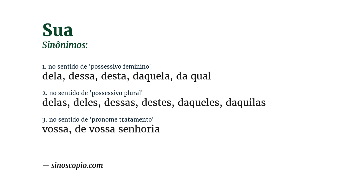 Sinônimo de sua