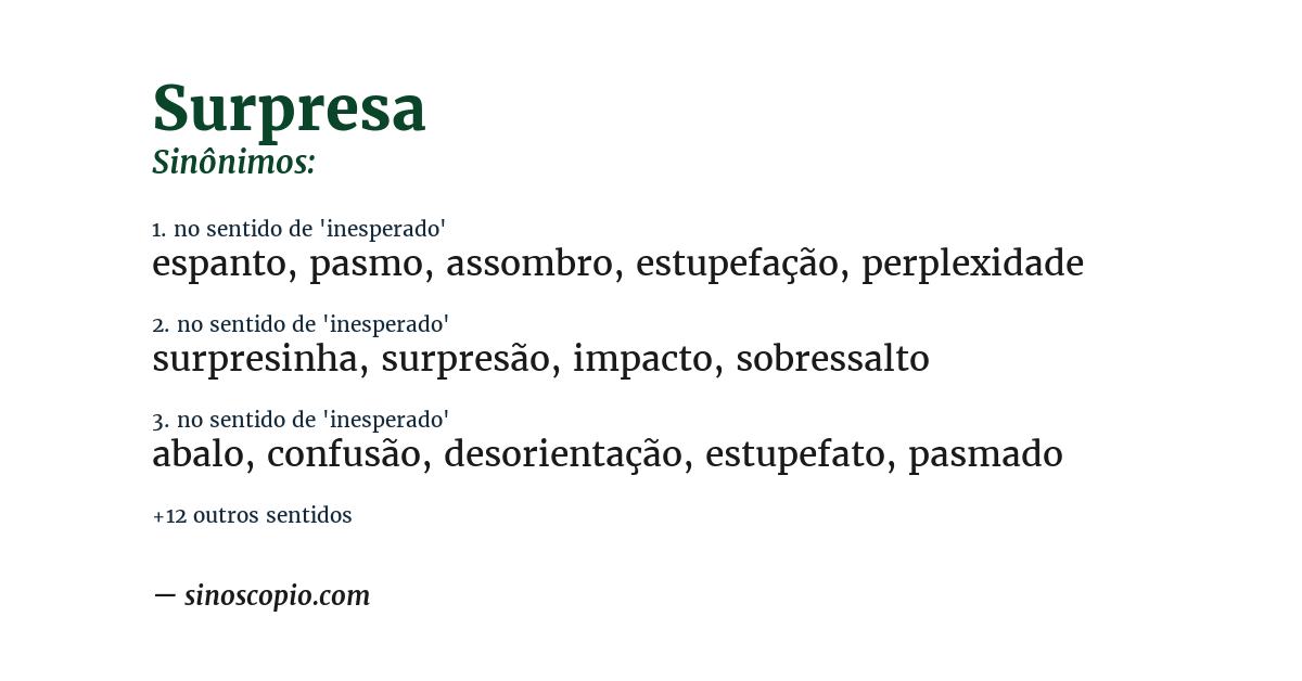 Sinônimo de surpresa