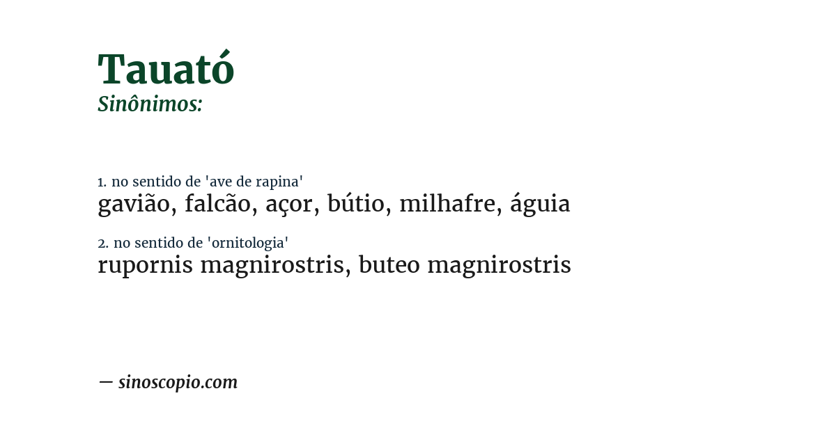 Sinônimo de tauató