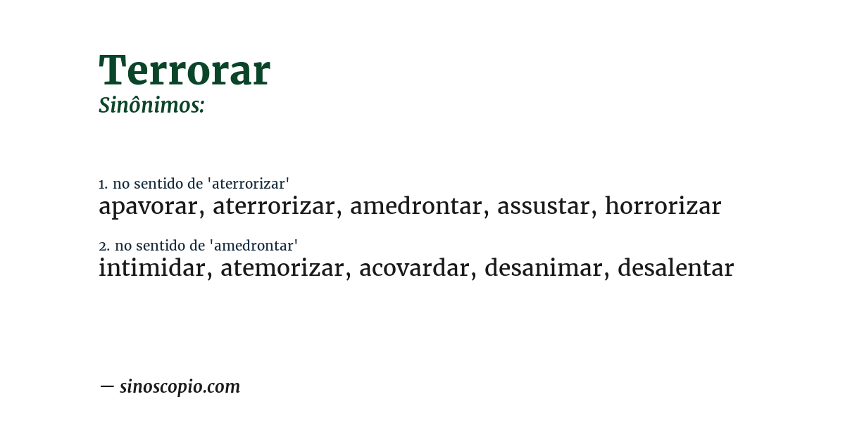 Sinônimo de terrorar