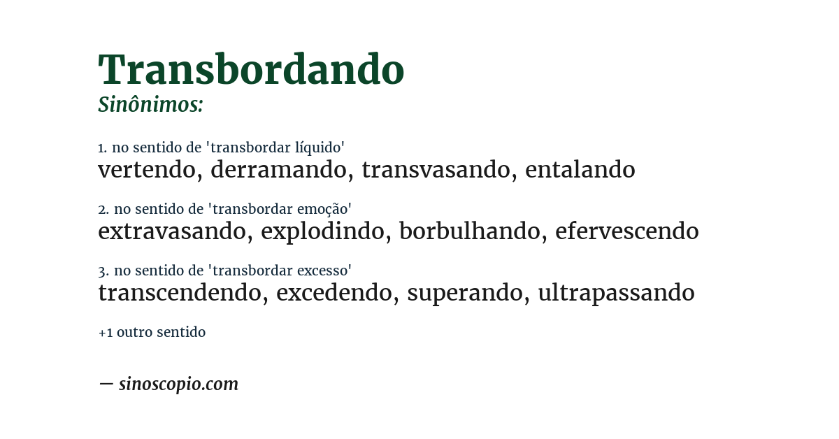 Sinônimo de transbordando