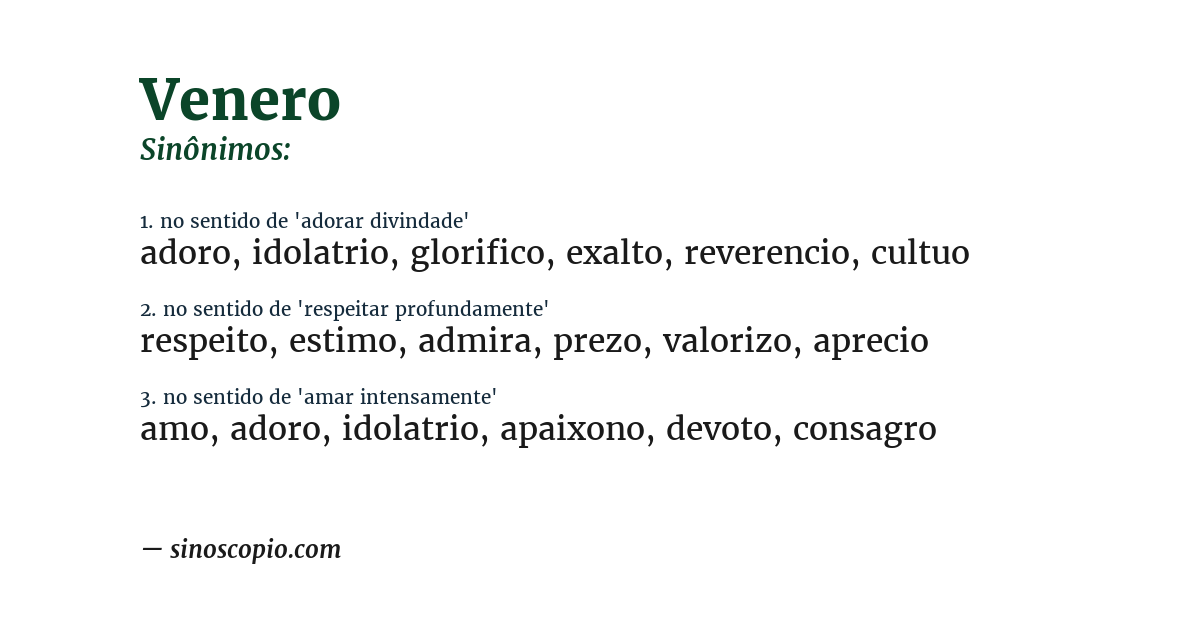 Sinônimo de venero