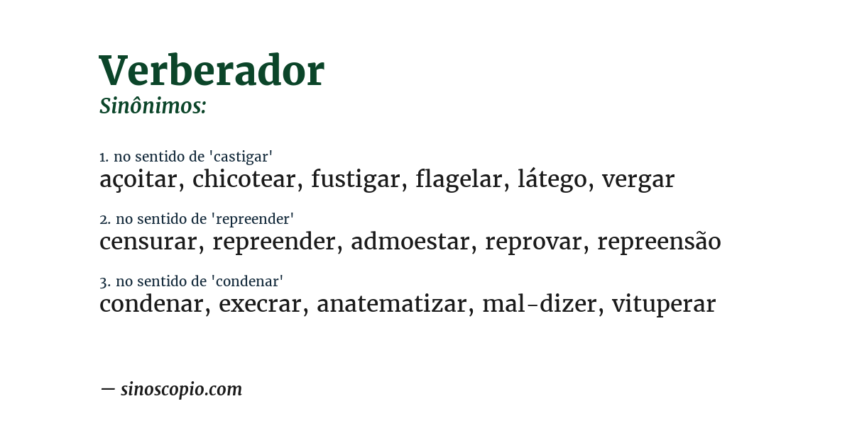 Sinônimo de verberador