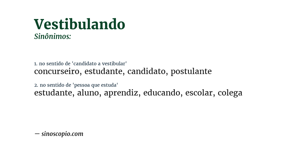 Sinônimo de vestibulando
