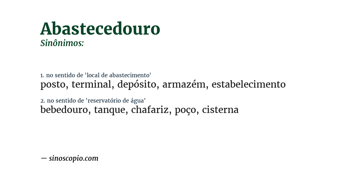 Sinônimo de abastecedouro