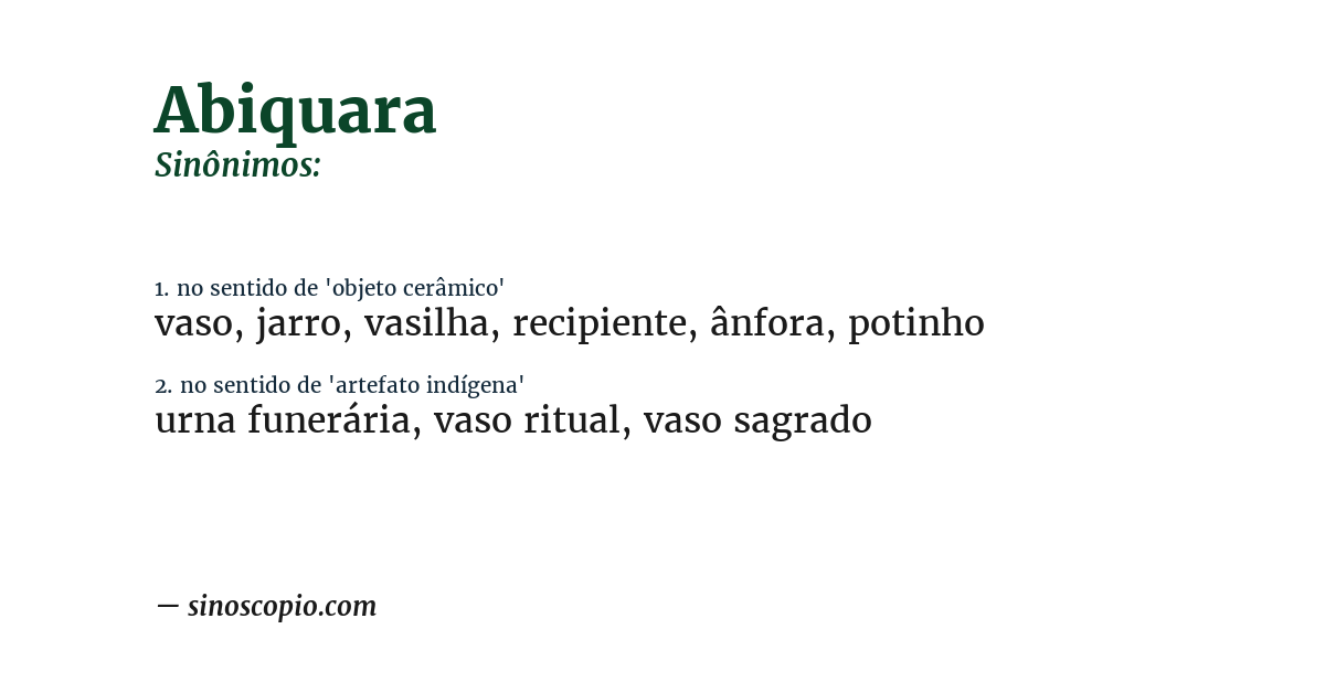 Sinônimo de abiquara
