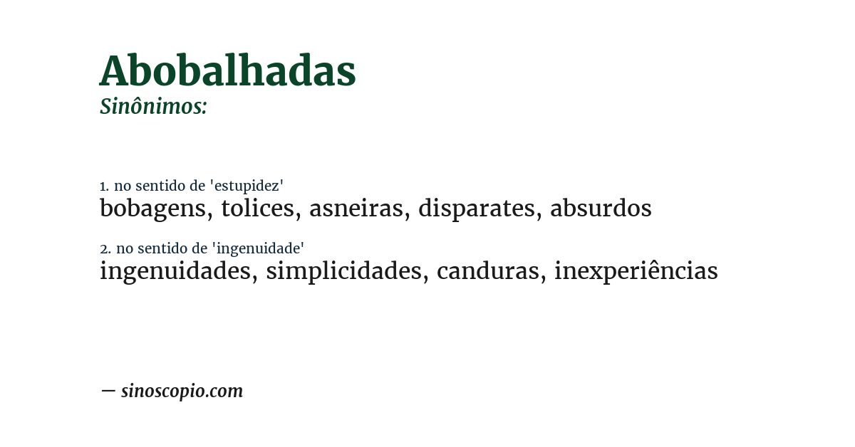 Sinônimo de abobalhadas