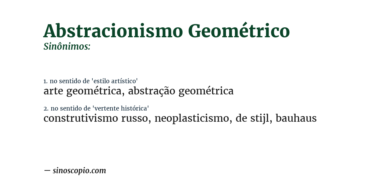 Sinônimo de abstracionismo geométrico