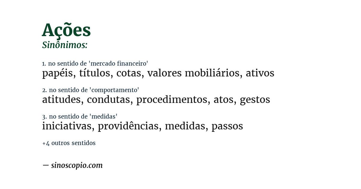 Sinônimo de ações