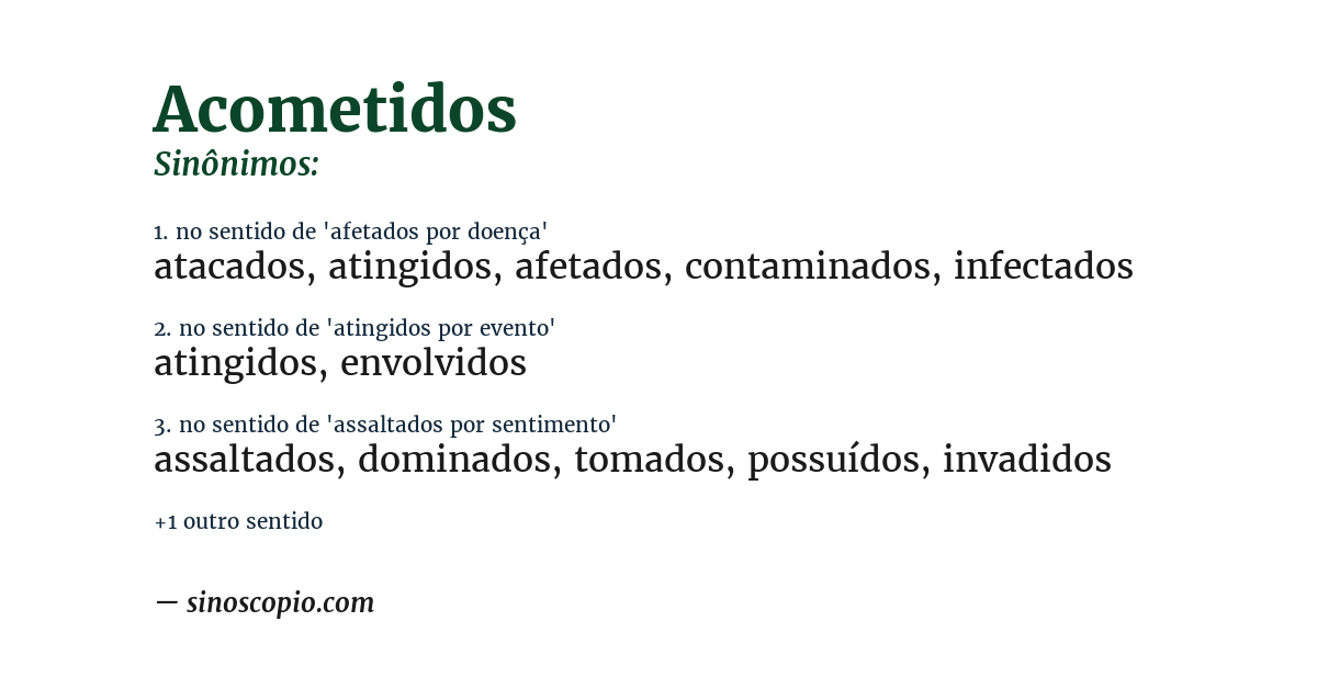 Sinônimo de acometidos