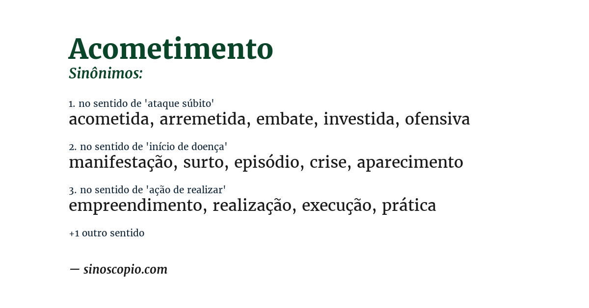 Sinônimo de acometimento