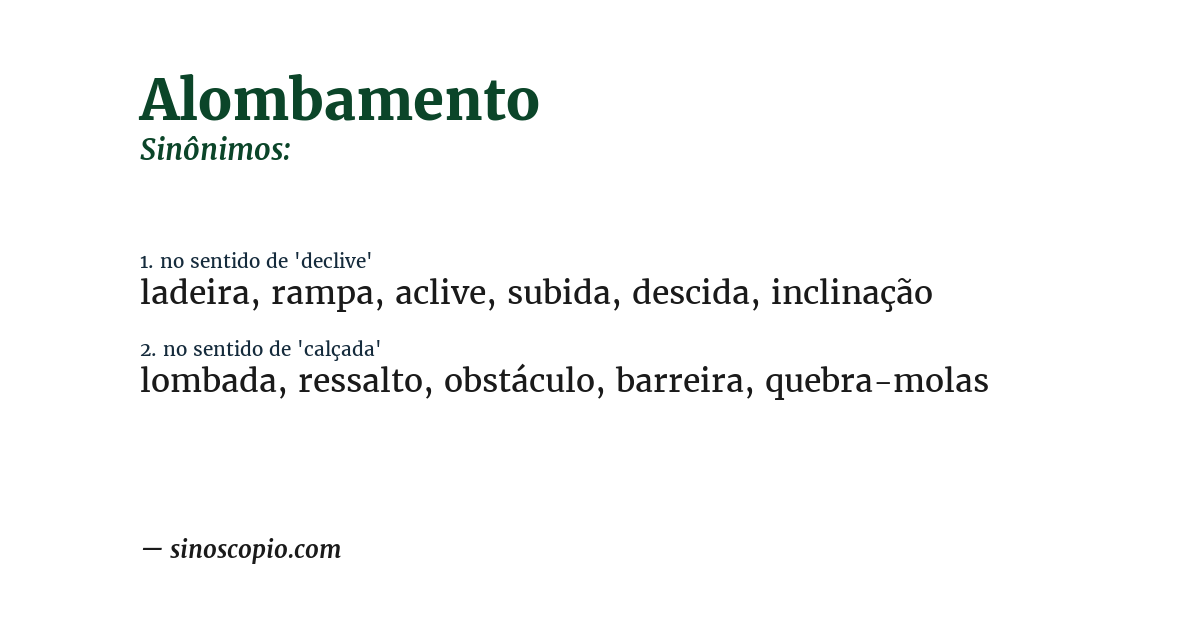 Sinônimo de alombamento