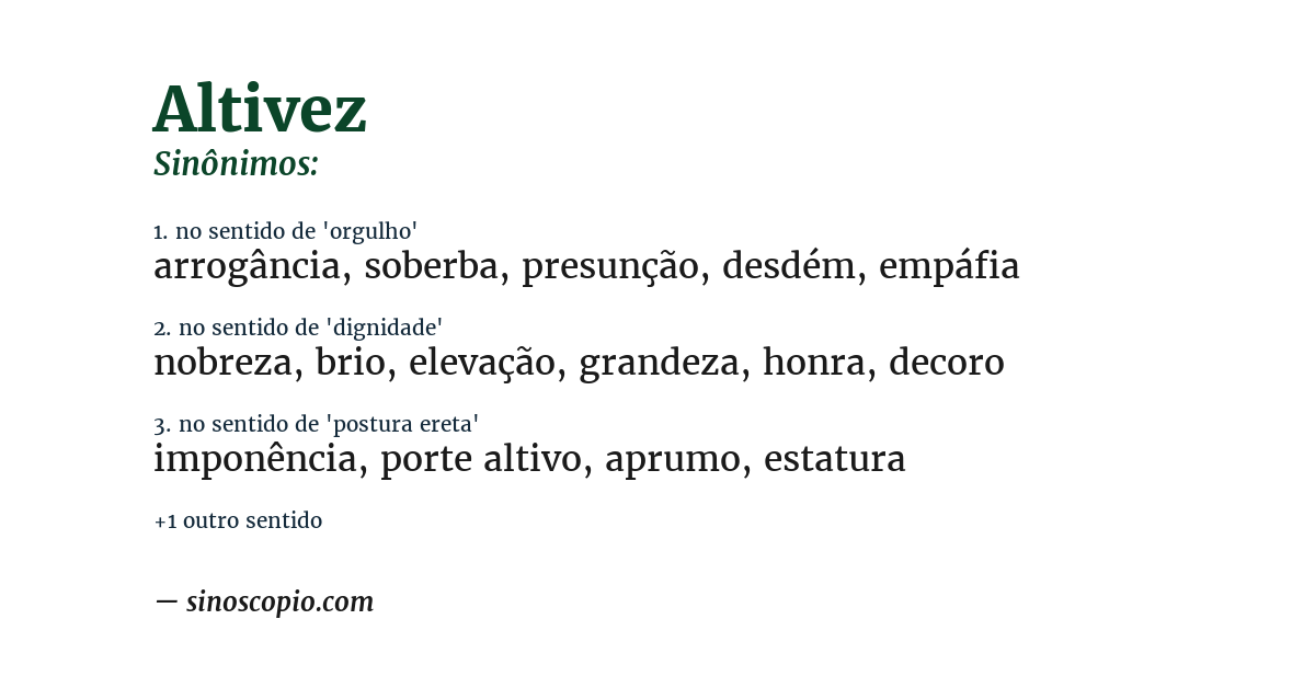 Sinônimo de altivez