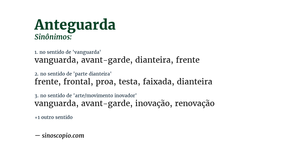 Sinônimo de anteguarda